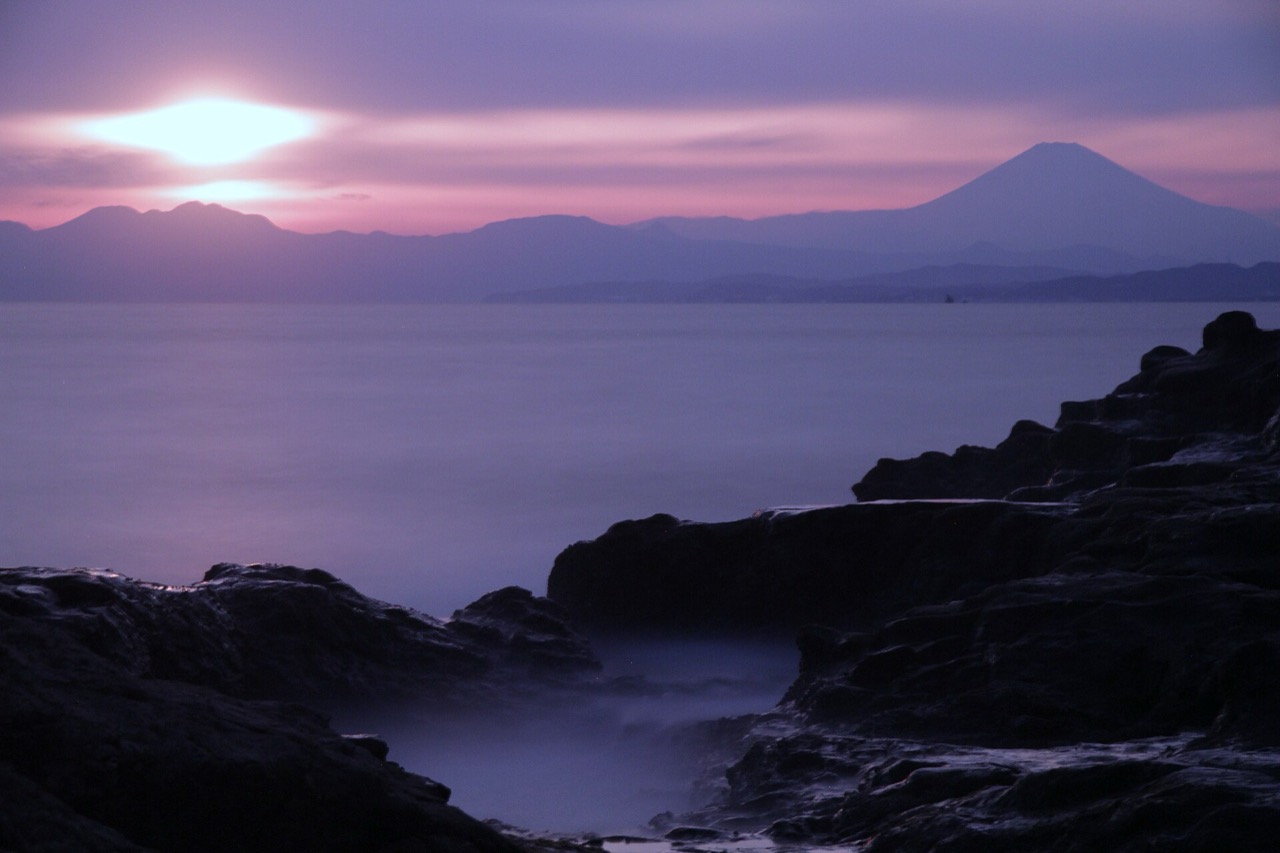 The sun setting over the sea near Enoshima, Kanagawa